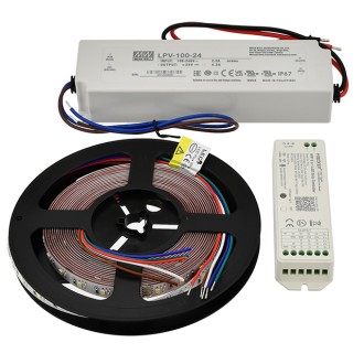 24V High-Output 16.4-ft RGBW Color-Changing + White or Warm-White Flexible LED Ribbon Strip Light with SMD1808RGB and SMD2835