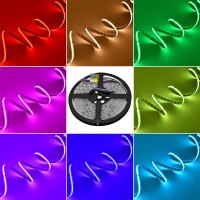 24V 68W High-Output 16.4-ft COB RGB Color-Changing + 3000K Warm-White Flexible Ribbon 3920-LED Strip Light with Dot-Free Uniform Glow