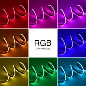 24V 105W High-Output COB RGB Color-Changing + 3000-6000K CCT Color-Temperature-Adjustable 16.4-ft Flexible Ribbon 4200-LED Strip Light with Dot-Free Uniform Glow