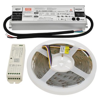 24V 105W High-Output COB RGB Color-Changing + 3000-6000K CCT Color-Temperature-Adjustable 16.4-ft Flexible Ribbon 4200-LED Strip Light with Dot-Free Uniform Glow