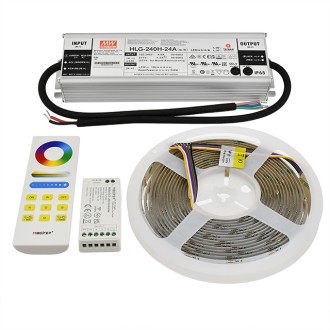 24V 105W High-Output COB RGB Color-Changing + 3000-6000K CCT Color-Temperature-Adjustable 16.4-ft Flexible Ribbon 4200-LED Strip Light with Dot-Free Uniform Glow