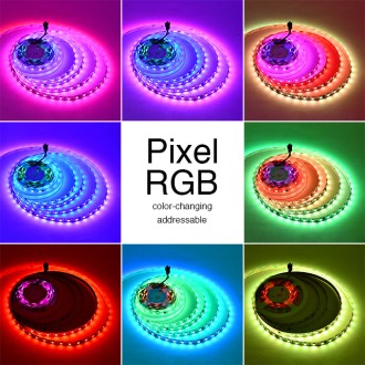 24V 16.4-ft TM1934 Addressable Dream Color Chasing Wave Pattern RGB Magic Pixel LED Flexible Ribbon Strip Light with 300xSMD5050 24V 16.4-ft TM1934 Addressable Dream Color Chasing Wave Pattern RGB Magic Pixel LED Flexible Ribbon Strip Light with 300xSMD5050