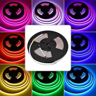 24V 70W 16.4-ft IP67 Water-Resistant RGB Color-Changing Flexible Up/Down-Bending LED COB Neon Strip Light