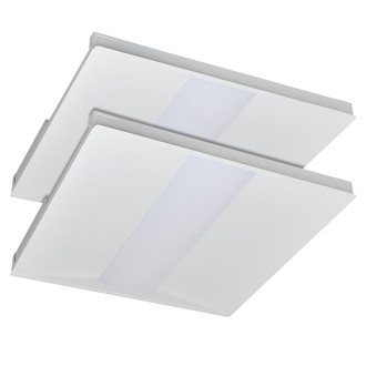 2x2-ft 25W/35W LED Power and CCT-Adjustable Glare-Free Ultra-Slim Troffer Ceiling Light Fixture with 0-10V Dimming, ETL & DLC-Listed, 3000K/4000K/5000K (2-Pack)