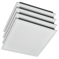 2x2-ft 40W/35W/30W Power-Adjustable and 5000K/4000K/3500K CCT-Adjustable Glare-Free Back-Lit LED Panel Light with 0-10V Dimming, ETL and DLC Listed (4-Pack)