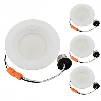 4" Recessed Dimmable 9W LED Downlight with White Trim 90-CRI, ETL & ENERGY STAR (4-Pack)