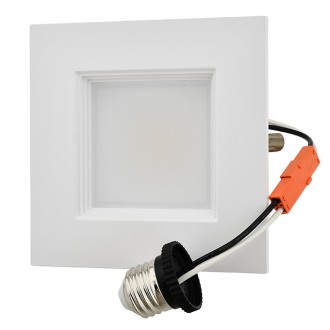 4" Recessed Dimmable 8.6W LED Square Downlight with CCT 2700-5000K Selectable Color-Temperature in White Trim