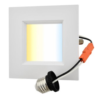 4" Recessed Dimmable 8.6W LED Square Downlight with CCT 2700-5000K Selectable Color-Temperature in White Trim