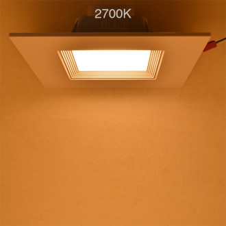 6" Recessed Dimmable 12W LED Square Downlight with CCT 2700-5000K Selectable Color-Temperature in White Trim