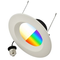 5-6" Recessed 15W RGB+CCT Smart LED Downlight Wi-Fi Color-Changing and 2700-5000K Color-Temperature in White Trim