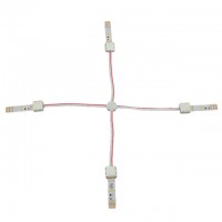 QC02 Permanent LED Strip "X" Connector with 4" Wires for 2-Conductor Ribbons