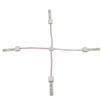 QC02 Permanent LED Strip "X" Connector with 4" Wires for 2-Conductor Ribbons