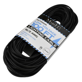 16AWG 2-Conductor 16/2 Black Stranded Copper Low-Voltage Direct Burial Landscape Lighting Wire