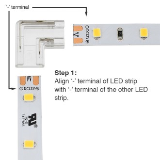 QC04 Permanent 2-Conductor LED Strip-to-Strip 90º Corner Quick Connector