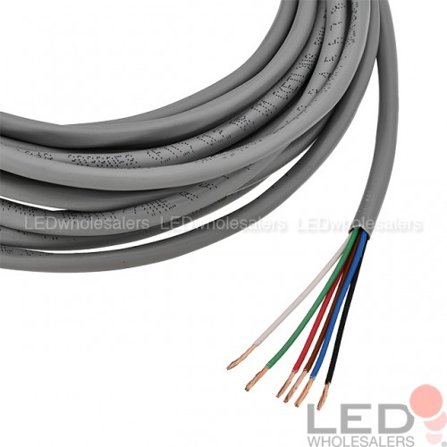 22 Gauge Wire - Six Conductor RGB+Tunable White Power  Wire, AWG22-6RGBCCT