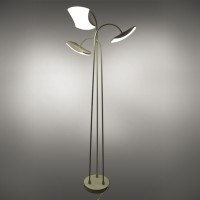 15-Watt Contemporary LED Floor Lamp with 3 Wavy Edge Light Modules in Sand White Finish