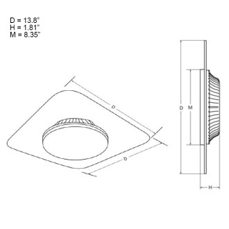 24W 13.8"x13.8" Stylish Dimmable Slim Up/Down Transparent Surface-Mount Ceiling/Wall LED Light Panel, ETL & Energy Star