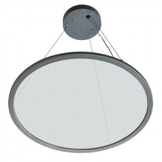  22.8" Slim Round Disc Dimmable LED Transparent Up/Down Pendant Light with Grey Trim, ETL-Listed