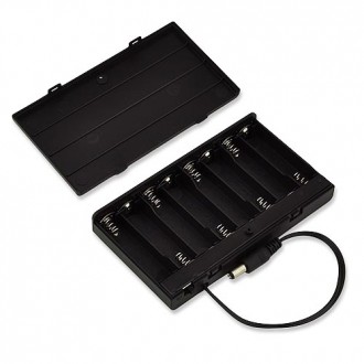 Portable Battery Pack with On/Off Switch and 5.5x2.1mm DC Plug, Holds 8x AA Batteries