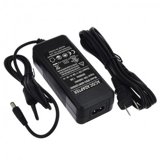 12V 5A 60W AC/DC Power Adapter with 5.5x2.5mm DC Plug and 2.1mm Adapter, Black