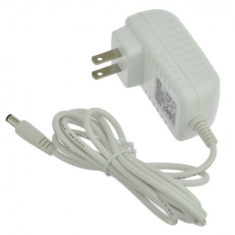 12V 1A 12W Wall-Mount AC/DC Power Adapter, 5.5x2.5mm DC Plug with Spring Clips, White