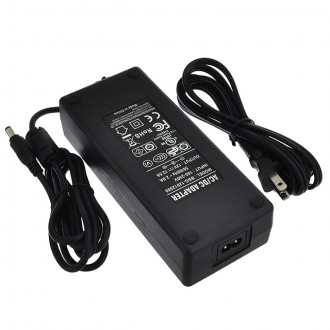 12V 12.5A 150W AC/DC Power Adapter with 5.5x2.5mm DC Plug and 2.1mm Adapter, Black