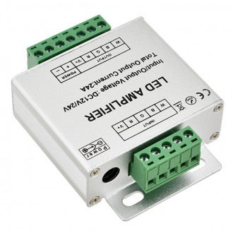 RGBW Data Repeater Amplifier for RGB or RGBW LED Ribbon Strip Lights and Modules, 12-24V