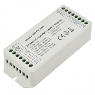 5-Channel High-Performance Data Signal Repeater Amplifier for RGB/RGBW/RGB-CCT LED Ribbon Strip Lights and Modules 12-24V