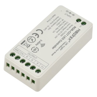 CC02 RF 5-Channel Smart Wi-Fi RF Receiver or Remote for Single-Color, CCT, RGB, RGBW, and RGB+CCT LED Strips