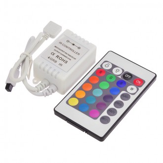 24-Button Wireless RGB Color Changing 12V LED Strip Light Controller IR Remote 