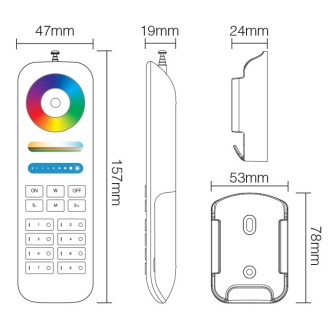 CC03 5-Channel RF 433MHz 8-Zone Handheld Remote for Select Single-Color, CCT, RGB, RGBW, and RGB+CCT LED Lights