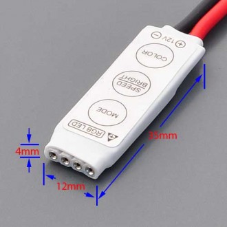 Mini Controller for RGB LED Strips 12V DC Common Anode