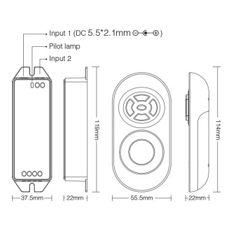 RF 433MHz 3-Channel Controller with Remote for Color-Changing RGB LED Strips and Modules