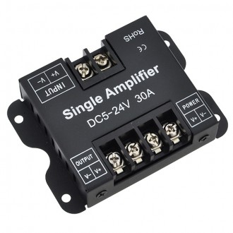 Heavy Duty Data Repeater Signal Amplifier for Single Color LED Strips and Modules, 5-24V 30A