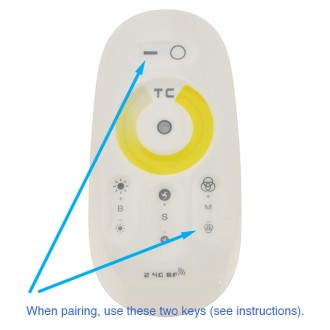 RF 2.4GHz 2-Channel Color Temperature Adjustable Controller with Touch-Sensitive Remote for CCT LED Strips