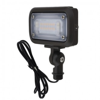 Series-7 Low Voltage Compact 12W LED Landscape Flood Light with 1/2" Threaded Knuckle Mount, Ground Stake, and Glare Shield