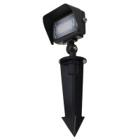 Series-7 Low Voltage Compact 12W LED Landscape Flood Light with 1/2" Threaded Knuckle Mount, Ground Stake, and Glare Shield