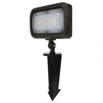 Series-7 Low Voltage Compact 40W LED Landscape Flood Light with 1/2" Threaded Knuckle Mount and Ground Stake