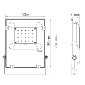 20W RGB+CCT Smart LED Landscape 160º Flood Light 2.4GHz RF 100-240VAC