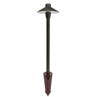 MarsLG BRS1 ETL-Listed Solid Brass Low Voltage Landscape Accent Path and Area Light with 6.5" Shade and 18" Stem in Antique Brass Finish, Ground Spike and Free G4 LED Bulb (2-Pack)