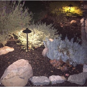 MarsLG ALS1 Aluminum Low Voltage Landscape Accent Path and Area Light with 6.5" Shade and 18" Stem in Black Finish, Ground Spike and Free G4 LED Bulb (6-Pack)