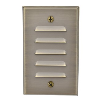 MarsLG 120V Line Voltage Landscape LED Step Light with Solid Brass Louvered Vertical Face Plate in Antique Brass Finish