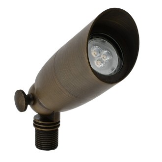 MarsLG BRS1 UL-Listed Solid Brass Low Voltage Landscape Directional Spot Up Light in Antique Brass Finish with Ground Spike and Free MR11 LED Bulb