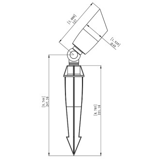 MarsLG BRS1 UL-Listed Solid Brass Low Voltage Landscape Directional Spot Up Light in Antique Brass Finish with Ground Spike and Free MR11 LED Bulb