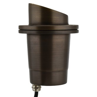 MarsLG BRS1 ETL-Listed Solid Brass Low Voltage Landscape Shielded In-Ground Well Light with Convex Lens in Antique Brass Finish and Free MR16 LED Bulb