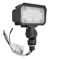 Series-8 15W LED Dimmable Outdoor Security Flood Light Fixture with 1/2" Threaded Knuckle Mount, UL-Listed