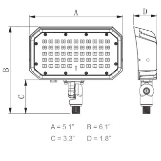 Series-8 15W LED Dimmable Outdoor Security Flood Light Fixture with 1/2" Threaded Knuckle Mount, UL-Listed