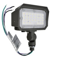 Series-8 30W LED Dimmable Outdoor Security Flood Light Fixture with 1/2" Threaded Knuckle Mount, UL-Listed