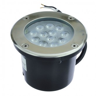 Low Voltage In-Ground LED Well Light with Brushed Stainless Steel Trim, 14W