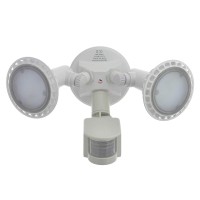 Twin-Head Outdoor Motion-Sensing White LED Security Flood Light 22-Watt